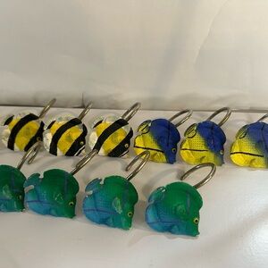 Vintage Tropical Fish Shower Curtain Hooks Resin set of 18